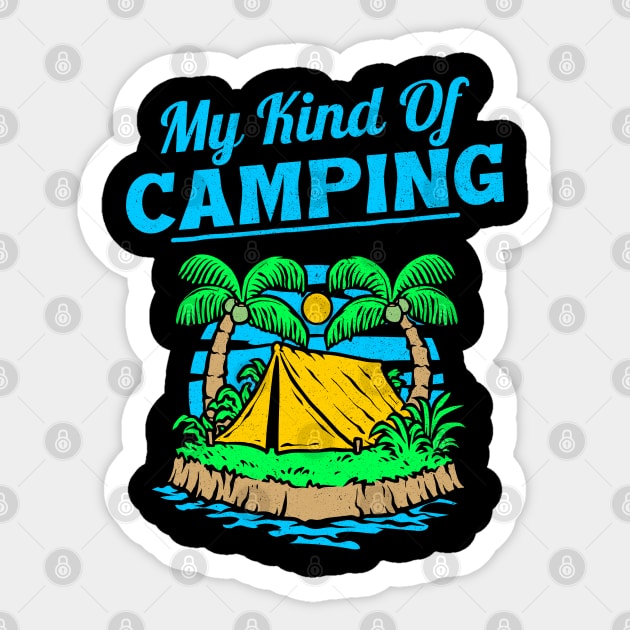 My Kind of Camping in the tropics tropical sunset and palm trees Sticker by Joaddo